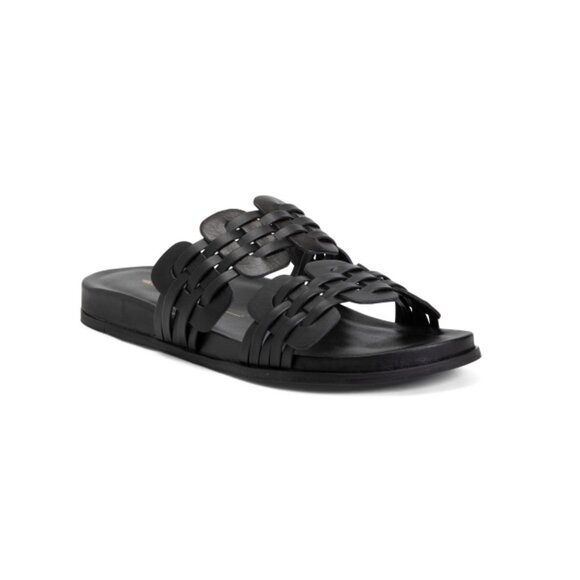 INTENTIONALLY BLANK Black Made In Brazil Leather Brian Flat Sandals